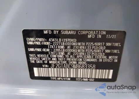 2021 Subaru Crosstrek из США, поврежденный, VIN JF2GTABC9M8683358